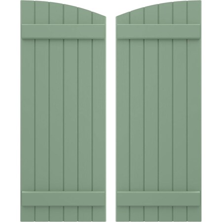 Americraft 6-Board (2 Batten) Wood Joined Board-n-Batten Shutters W/ Ellipt Top, ARW101BE621X48TGH